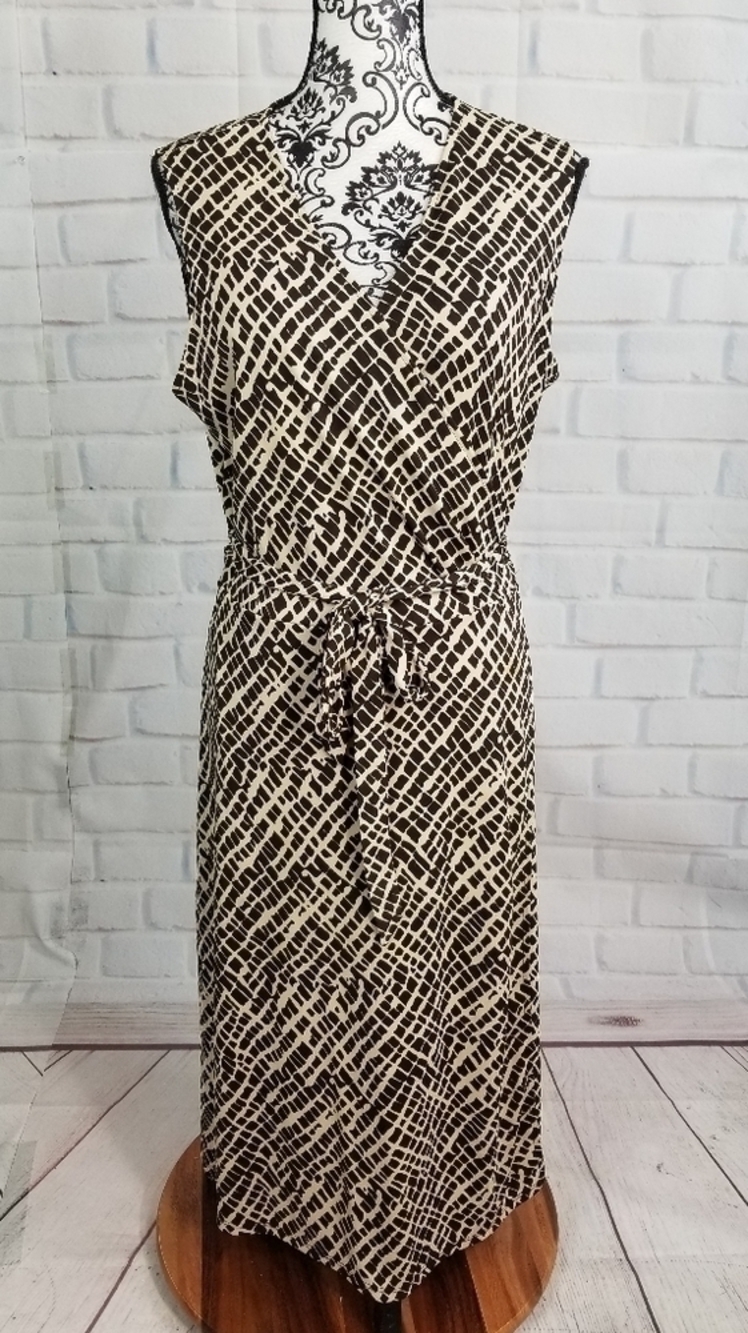 Charter Club women's sleeveless geometric print wrap stretch dress size 12 RR03